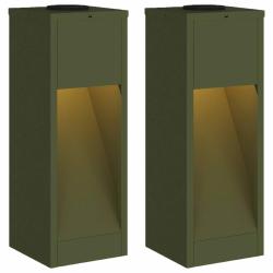 Lot de 2 lampes de chemin solaires autoportantes design moderne 18 x 18 x 50 cm &eacute;co&eacute;nerg&eacute;tique en a