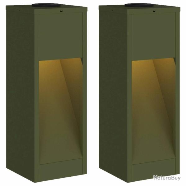 Lot de 2 lampes de chemin solaires autoportantes design moderne 18 x 18 x 50 cm �co�nerg�tique en a