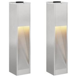 Lot de 2 lampes de chemin solaires autoportantes 18 x 18 x 80 cm &eacute;clairage automatique ext&eacute;rieur en