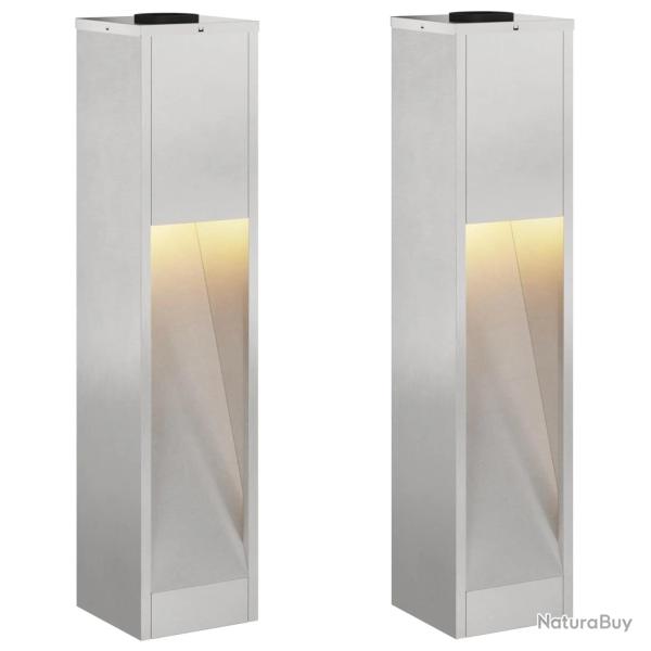 Lot de 2 lampes de chemin solaires autoportantes 18 x 18 x 80 cm �clairage automatique ext�rieur en