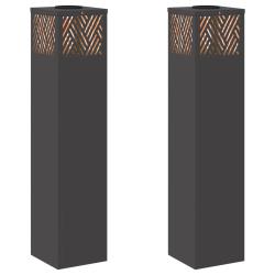 Lot de 2 lampes de chemin solaires modernes 18 x 18 x 80 cm &eacute;clairage automatique ext&eacute;rieur en acie