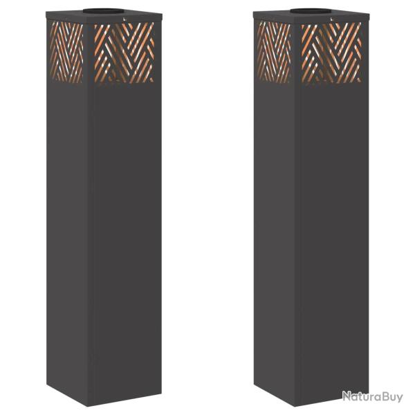 Lot de 2 lampes de chemin solaires modernes 18 x 18 x 80 cm �clairage automatique ext�rieur en acie