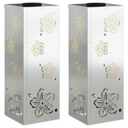 Lot de 2 lumi&egrave;res de chemin solaire design moderne jardin 18 x 18 x 50 cm en acier rouill&eacute; 02_00525
