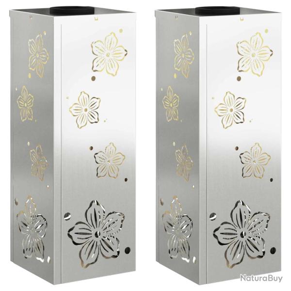 Lot de 2 lumi�res de chemin solaire design moderne jardin 18 x 18 x 50 cm en acier rouill� 02_00525