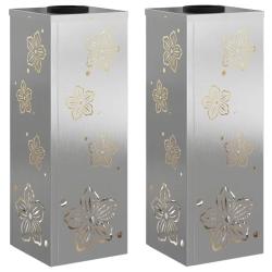 Lot de 2 lumi&egrave;res de chemin LED solaires design moderne 18 x 18 x 50 cm en acier inoxydable rouill&eacute;