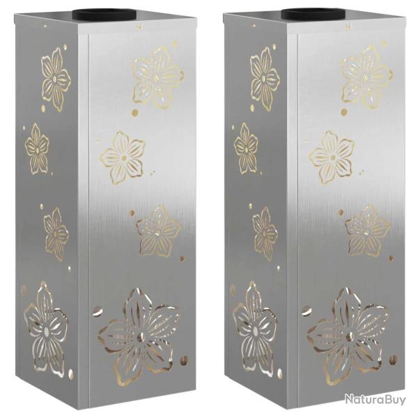 Lot de 2 lumi�res de chemin LED solaires design moderne 18 x 18 x 50 cm en acier inoxydable rouill�
