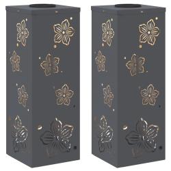Lot de 2 lumi&egrave;res de chemin LED solaire moderne ext&eacute;rieur 18 x 18 x 50 cm en acier anthracite 02_00