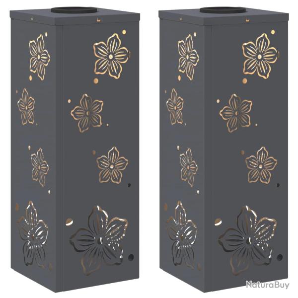 Lot de 2 lumi�res de chemin LED solaire moderne ext�rieur 18 x 18 x 50 cm en acier anthracite 02_00