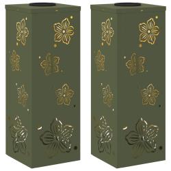 Lot de 2 lumi&egrave;res de chemin LED solaire autoportantes 18 x 18 x 50 cm design moderne ext&eacute;rieur en a