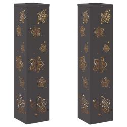 Lot de 2 lampes de chemin solaire design moderne ext&eacute;rieur 18 x 18 x 80 cm en acier noir 02_0052559
