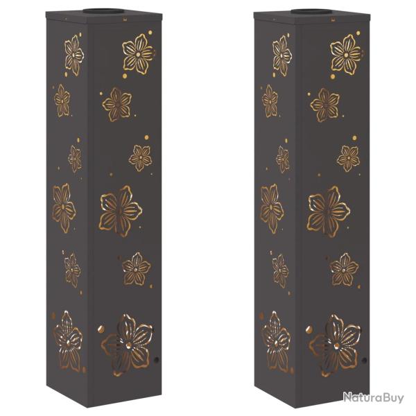 Lot de 2 lampes de chemin solaire design moderne ext�rieur 18 x 18 x 80 cm en acier noir 02_0052559