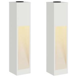 Lot de 2 lampes de chemin solaires modernes design autoportant 18 x 18 x 80 cm en acier blanc 02_00