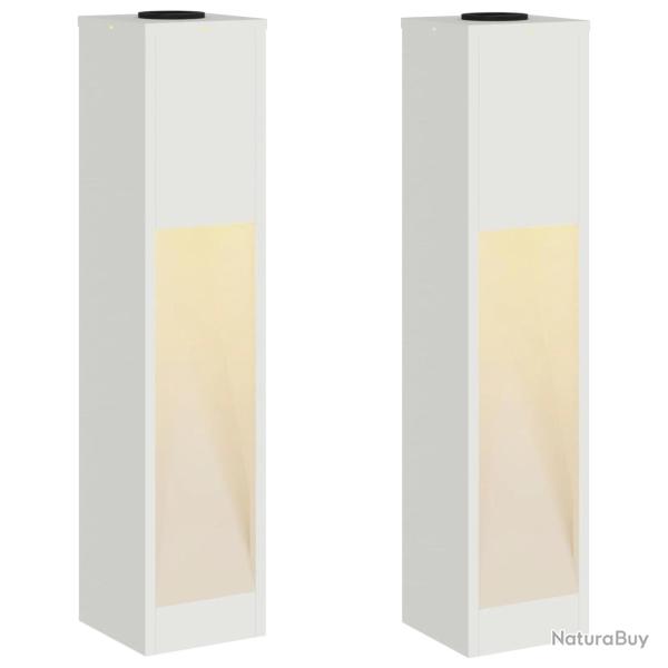 Lot de 2 lampes de chemin solaires modernes design autoportant 18 x 18 x 80 cm en acier blanc 02_00