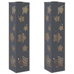 Lot de 2 lumi&egrave;res de chemin LED solaire 18 x 18 x 80 cm design moderne ext&eacute;rieur durable en acier a