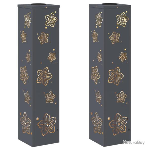 Lot de 2 lumi�res de chemin LED solaire 18 x 18 x 80 cm design moderne ext�rieur durable en acier a