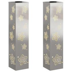 Lot de 2 lumi&egrave;res de chemin LED solaire jardin ext&eacute;rieur 18 x 18 x 80 cm en acier inoxydable rouill