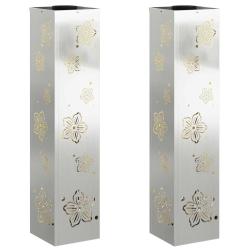 Lot de 2 lampes chemin&eacute;es solaires design moderne jardin 18 x 18 x 80 cm en acier rouill&eacute; 02_0052564