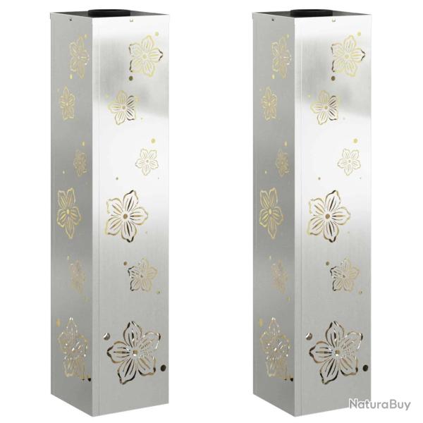 Lot de 2 lampes chemin�es solaires design moderne jardin 18 x 18 x 80 cm en acier rouill� 02_0052564