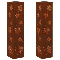 Lot de 2 lumi&egrave;res de chemin LED solaire jardin 18 x 18 x 80 cm durables design moderne en acier pat