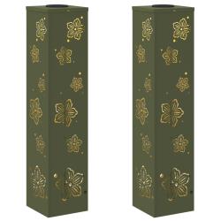 Lot de 2 lumi&egrave;res de chemin LED solaires jardin &eacute;clairage ext&eacute;rieur 18 x 18 x 80 cm en acier vert o