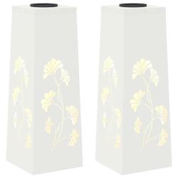 Lot de 2 lumi&egrave;res de chemin LED solaires design moderne jardin 18 x 18 x 50 cm en acier lamin&eacute; &agrave; fr