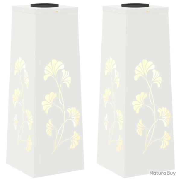 Lot de 2 lumi�res de chemin LED solaires design moderne jardin 18 x 18 x 50 cm en acier lamin� � fr