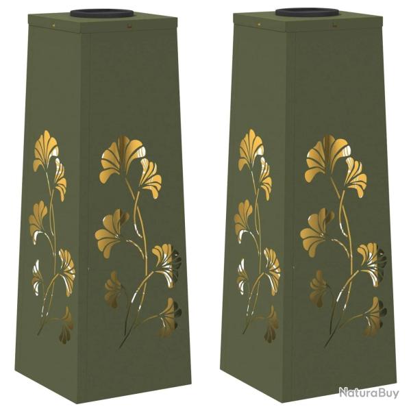 Lot de 2 lumi�res de cheminement solaires 18 x 18 x 50 cm durables design moderne ext�rieur en acie