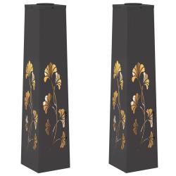 Lot de 2 lumi&egrave;res de cheminement LED solaire design moderne jardin terrasse 18 x 18 x 80 cm en acie