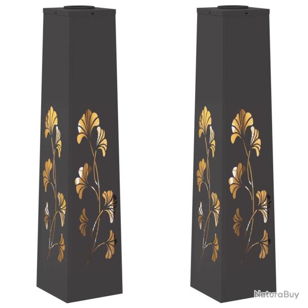Lot de 2 lumi�res de cheminement LED solaire design moderne jardin terrasse 18 x 18 x 80 cm en acie