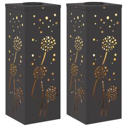 Lot de 2 lumi&egrave;res de chemin LED solaire design moderne ext&eacute;rieur 18 x 18 x 50 cm en acier noir 02_0