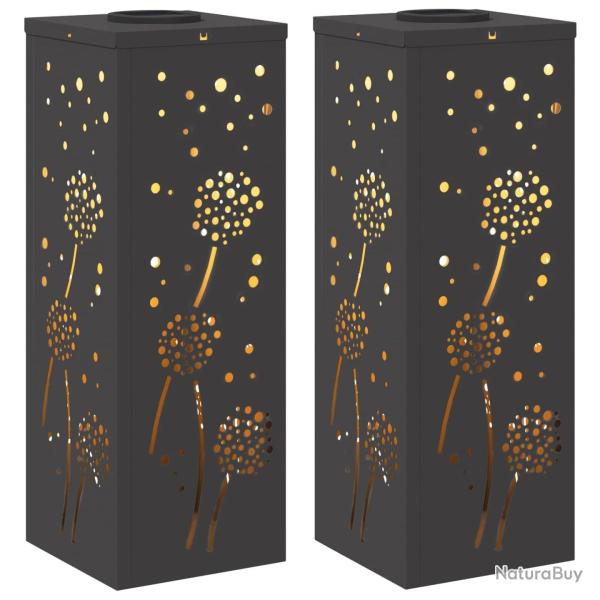 Lot de 2 lumi�res de chemin LED solaire design moderne ext�rieur 18 x 18 x 50 cm en acier noir 02_0