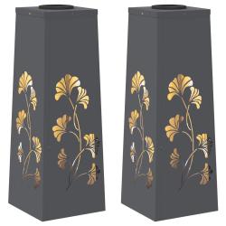 Lot de 2 lumi&egrave;res de chemin LED solaires design moderne 18 x 18 x 50 cm en acier anthracite 02_0052