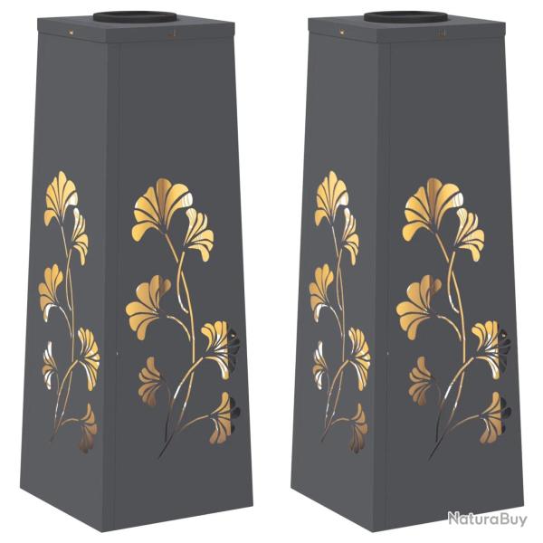 Lot de 2 lumi�res de chemin LED solaires design moderne 18 x 18 x 50 cm en acier anthracite 02_0052