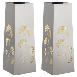 Lot de 2 lampes de chemin solaire design moderne pour ext&eacute;rieur 18 x 18 x 50 cm en acier rouill&eacute; 02