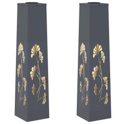 Lot de 2 lumi&egrave;res de cheminement solaire modernes design ext&eacute;rieur 18 x 18 x 80 cm en acier anthrac