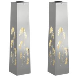 Lot de 2 lumi&egrave;res de chemin LED solaires ext&eacute;rieures 18 x 18 x 80 cm design moderne durable en galv