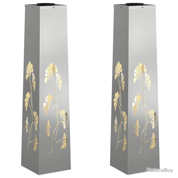 Lot de 2 lumi�res de chemin LED solaires ext�rieures 18 x 18 x 80 cm design moderne durable en galv