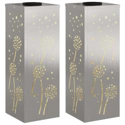 Lot de 2 lumi&egrave;res de chemin solaire design moderne ext&eacute;rieur 18 x 18 x 50 cm en acier inoxydable ro
