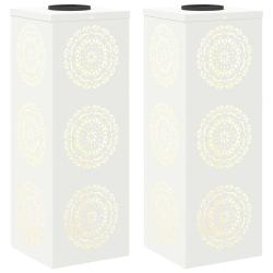 Lot de 2 lumi&egrave;res de cheminement solaires &eacute;l&eacute;gantes 18 x 18 x 50 cm en acier lamin&eacute; &agrave; froid blanc 0