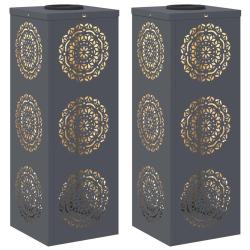 Lot de 2 lumi&egrave;res de chemin LED solaire 18 x 18 x 50 cm ambiance chaleureuse design moderne en acie