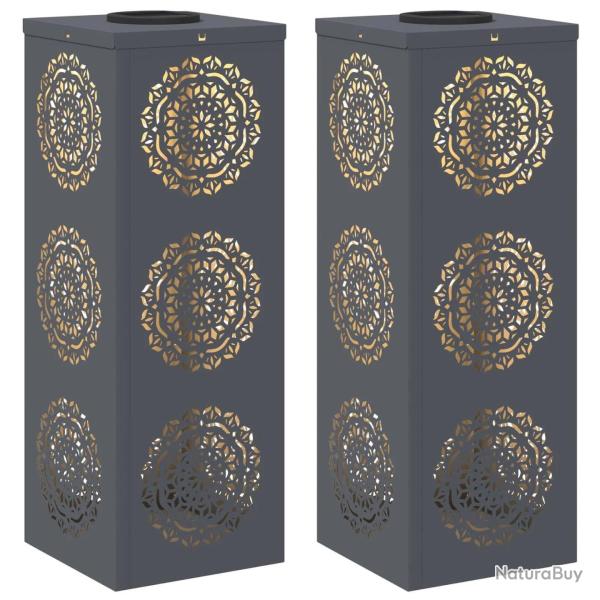 Lot de 2 lumi�res de chemin LED solaire 18 x 18 x 50 cm ambiance chaleureuse design moderne en acie
