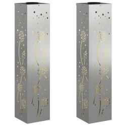 Lot de 2 lumi&egrave;res de cheminement solaires design moderne ext&eacute;rieur 18 x 18 x 80 cm en acier rouill&eacute;
