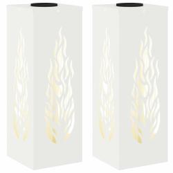 Lot de 2 lumi&egrave;res de chemin solaire autoportantes design moderne ext&eacute;rieur 18 x 18 x 50 cm en acier