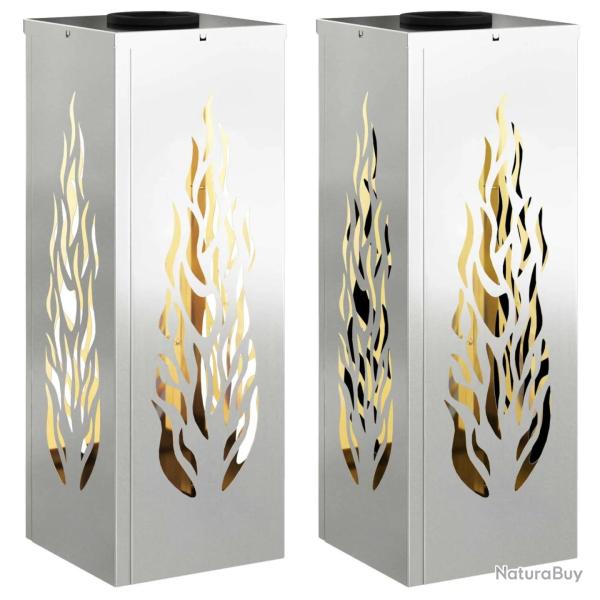 Lot de 2 lumi�res de chemin LED solaires automatiques design moderne jardin terrasse 18 x 18 x 50 c