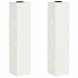 Lot de 2 lumi&egrave;res de chemin LED solaires design moderne jardin 18 x 18 x 80 cm en acier lamin&eacute; &agrave; fr