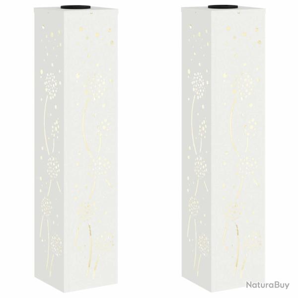Lot de 2 lumi�res de chemin LED solaires design moderne jardin 18 x 18 x 80 cm en acier lamin� � fr