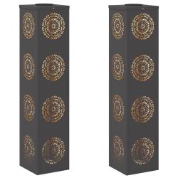 Lot de 2 lumi&egrave;res de chemin LED solaire 18 x 18 x 80 cm autoportantes durables design moderne en ac