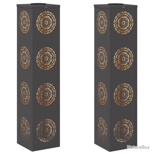 Lot de 2 lumi�res de chemin LED solaire 18 x 18 x 80 cm autoportantes durables design moderne en ac