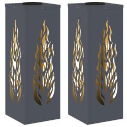 Lot de 2 lumi&egrave;res de chemin LED solaire 18 x 18 x 50 cm ext&eacute;rieur design moderne durable en acier a