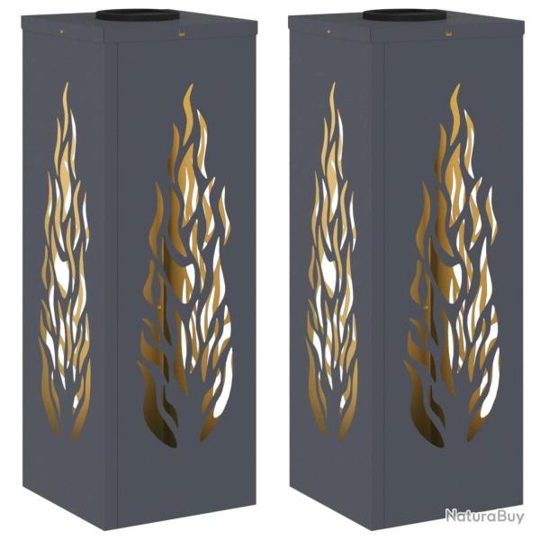 Lot de 2 lumi�res de chemin LED solaire 18 x 18 x 50 cm ext�rieur design moderne durable en acier a